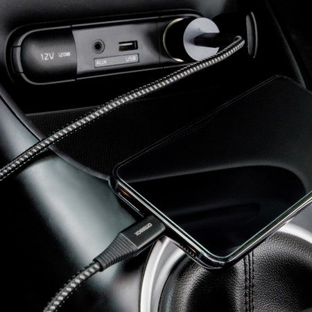 Premium Pro Power Delivery Car Charger with USB-C to Lightning Cable 6ft Nightshade Black