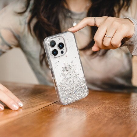 Coque transparente Starfield 3D Glitter pour iPhone 16 Plus
