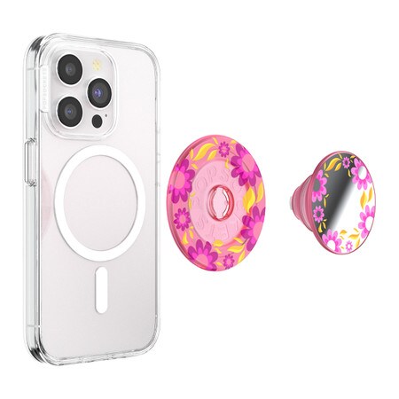 PopGrip pour MagSafe rond avec anneau adaptateur rose en relief