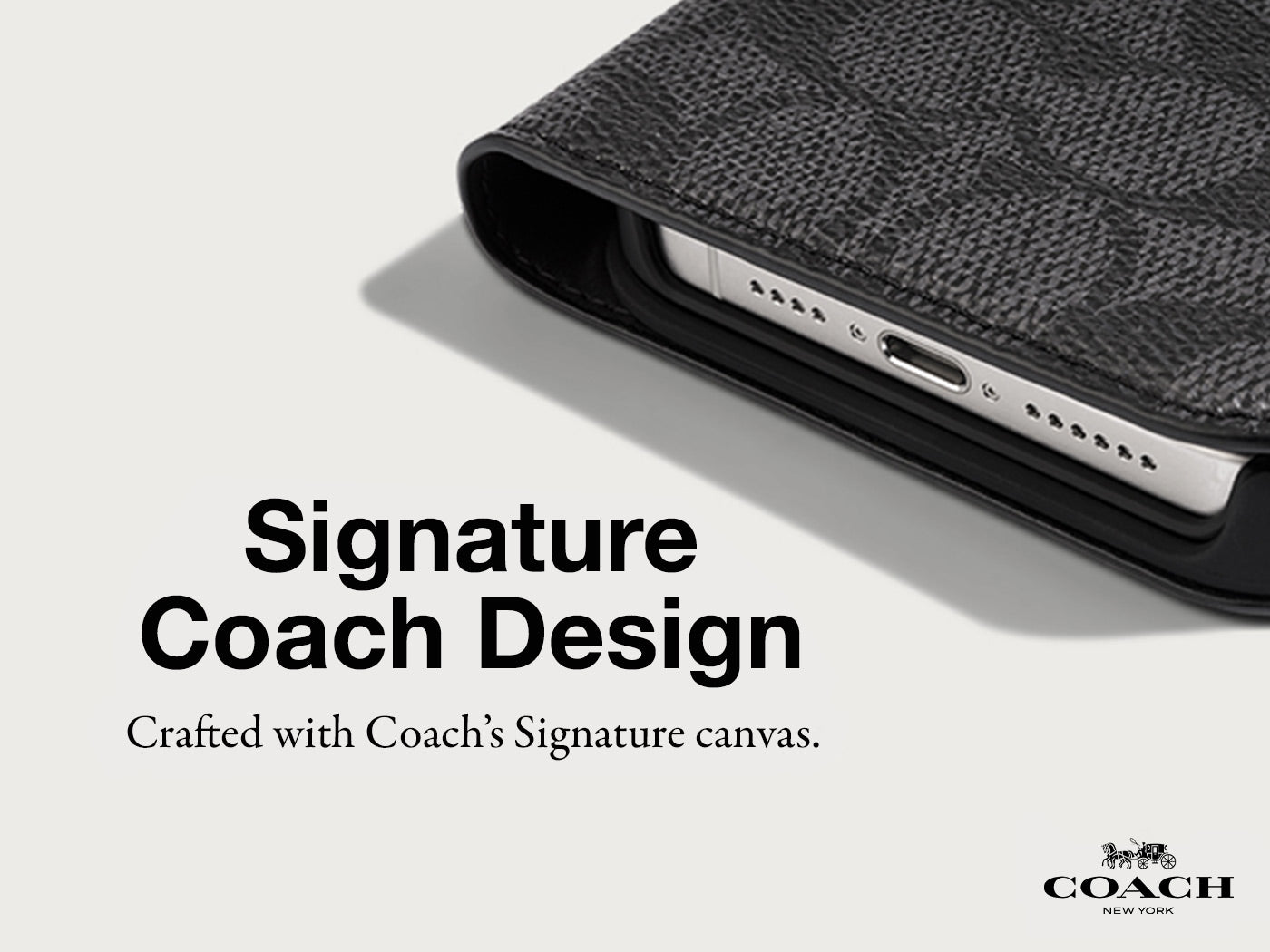 iPhone 15 Pro Coach Folio Signature C Case - Charcoal