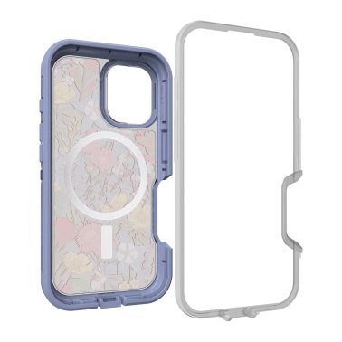 iPhone 16 Otterbox Defender XT Clear Pro w/ MagSafe Series Case - Clear/Purple - Wildflowers
