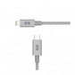 PureGear Space Grey 180cm Lightning to USB-C Braided Charge and Sync Cable